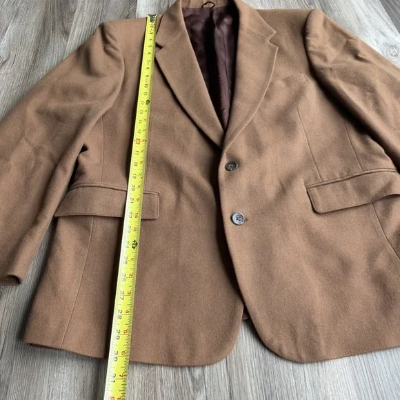 Vintage John Henry 100% Wool Blazer Brown Tan Sport Coat Mens 44R Academia - Picture 2 of 6